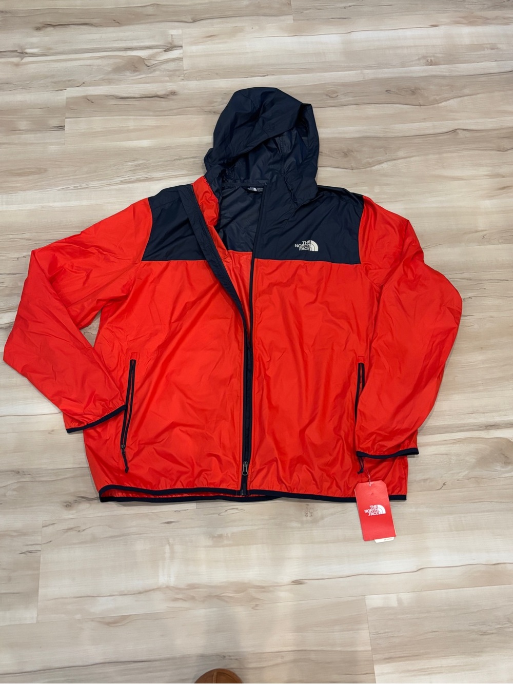 North Face Cyclone 2 Hoodie Windbreaker Jacket Fiery Red Urban Navy Men’s XXL